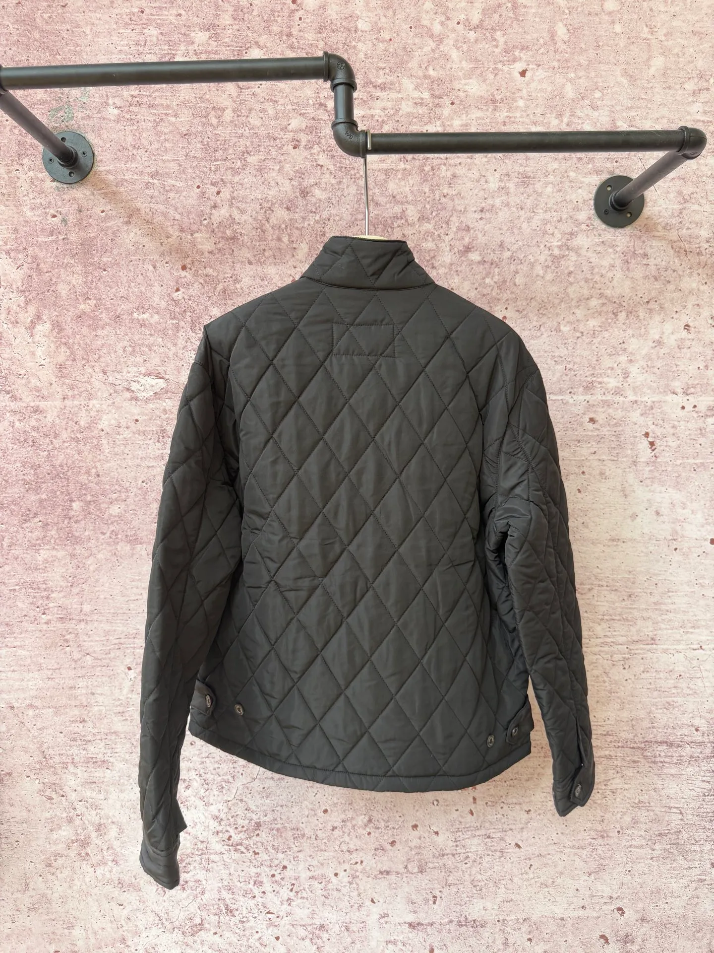 P420 Raff's new diamond-shaped plaid workwear cotton jacket, customized hardware accessories, fine workmanship inside and outside to maintain the original details, simple version, old money style, casual matching, workmanship details restored, diamond-shaped grid stitching inside and outside, fixed, first choice for autumn wear, full of details